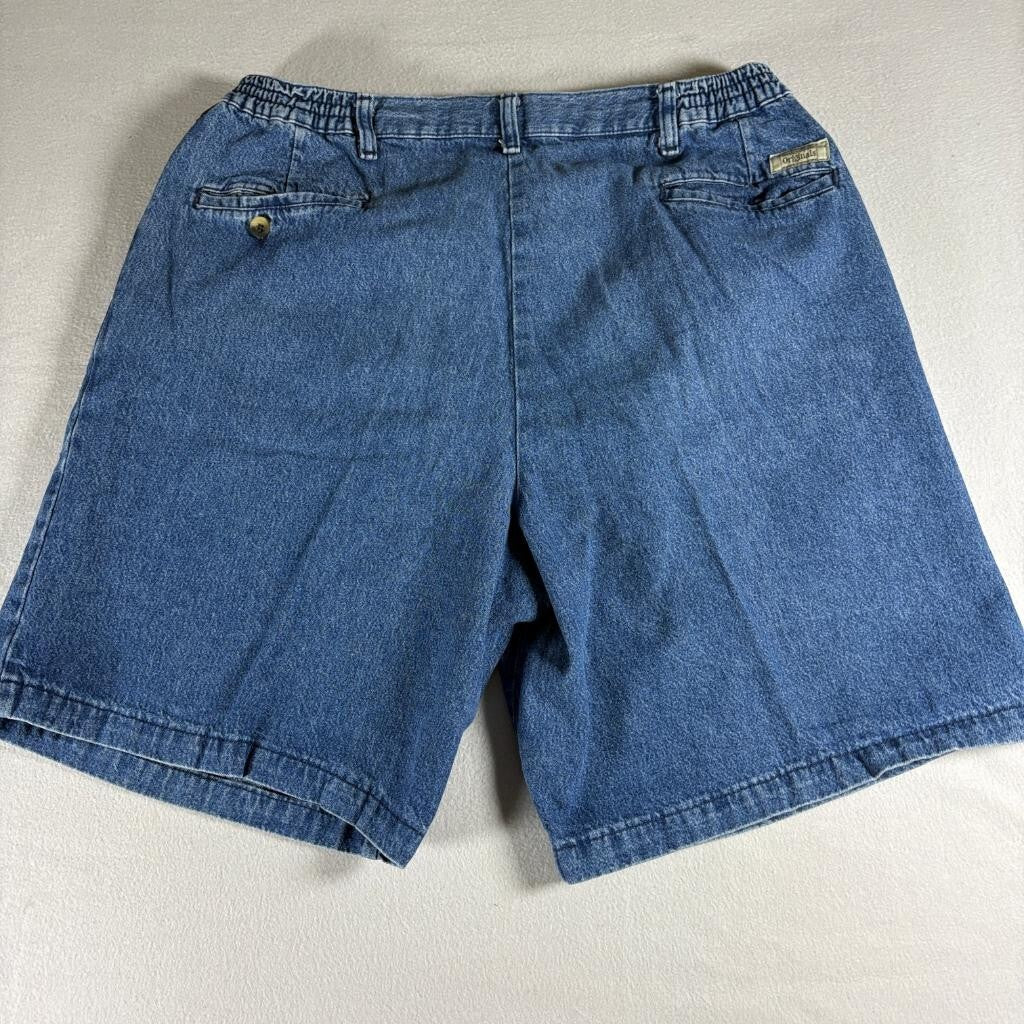 Wrangler Hero Originals Denim Shorts Mens 36 Blue Pleated Front Elastic Waist