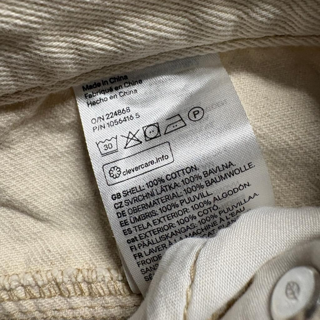 H&M Wide Leg Jeans Womens Size 8 Beige Cotton High Rise Seam Detail Denim