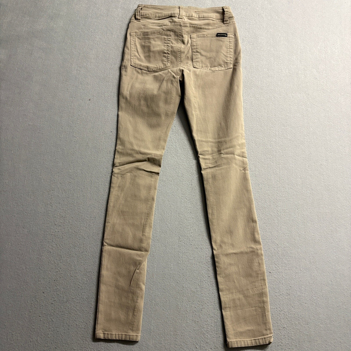 Dickies Girl Skinny Pants Womens 0/24 Khaki Beige Stretch Rayon Blend Casual
