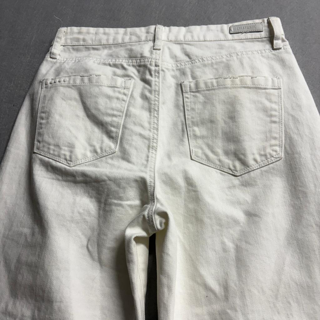 BlankNYC The Franklin Ribcage Wide Leg Jeans Womens 27 Off White Distressed