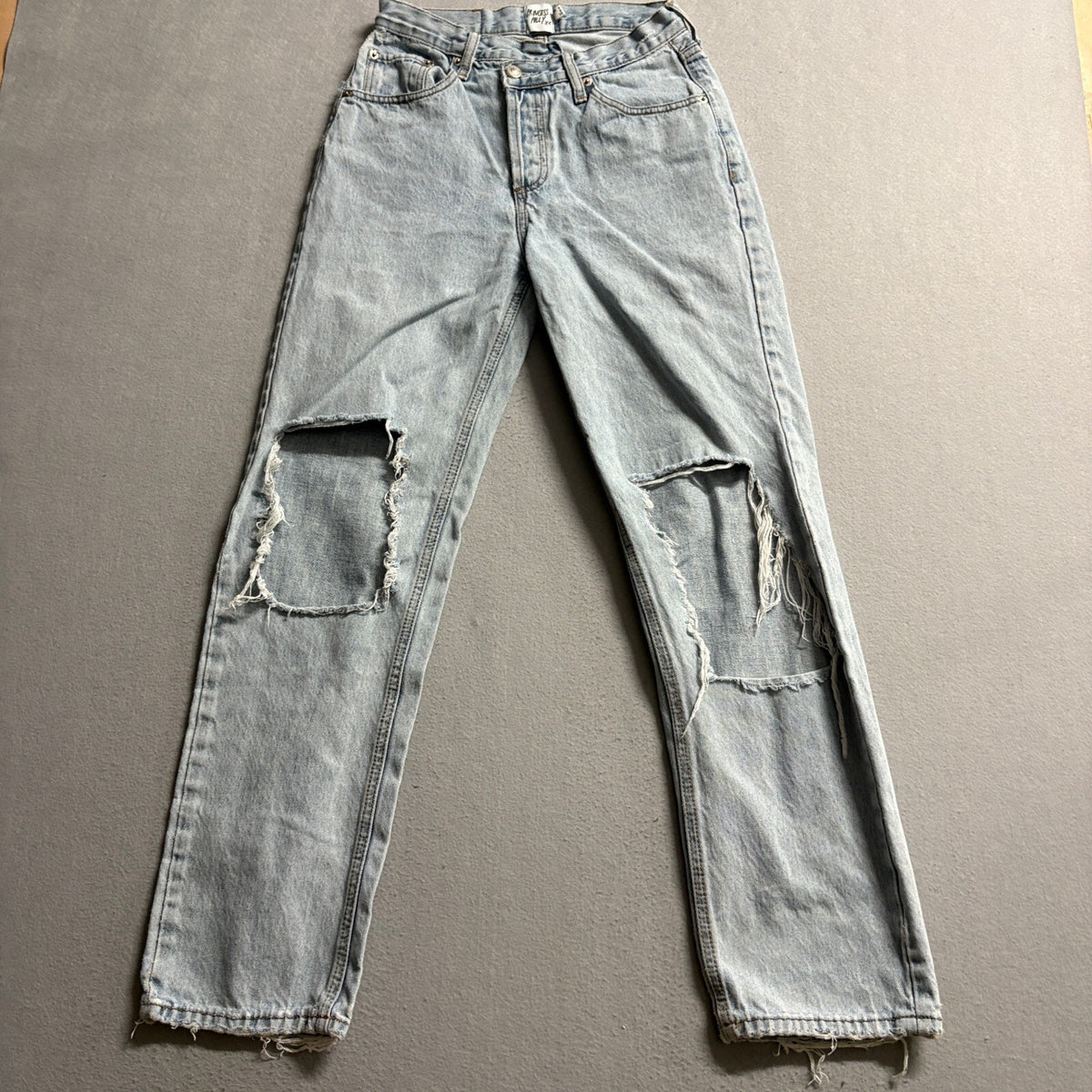 Princess Polly Distressed Straight Leg Jeans Womens Size US 0 Light Wash Denim
