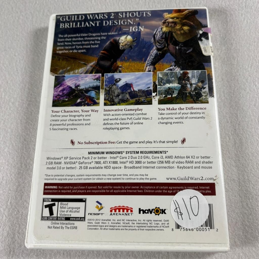 Guild Wars 2 PC Game 2012 Complete with Serial Code Key 2-Disc Set NCSoft