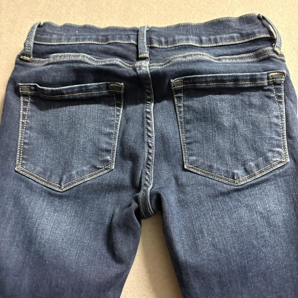 Frame Denim Le Skinny de Jeanne Crop Jeans Womens 24 Dark Wash Stretch Blue