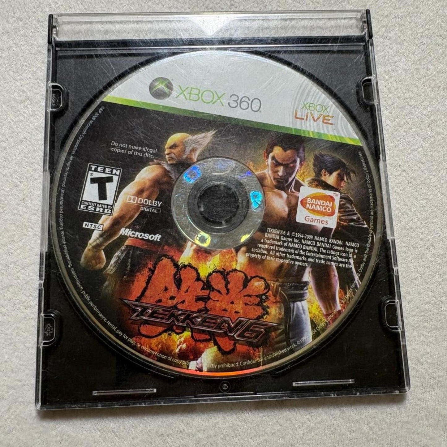 Tekken 6 Xbox 360 Disc Only Bandai Namco Fighting Game NTSC Tested