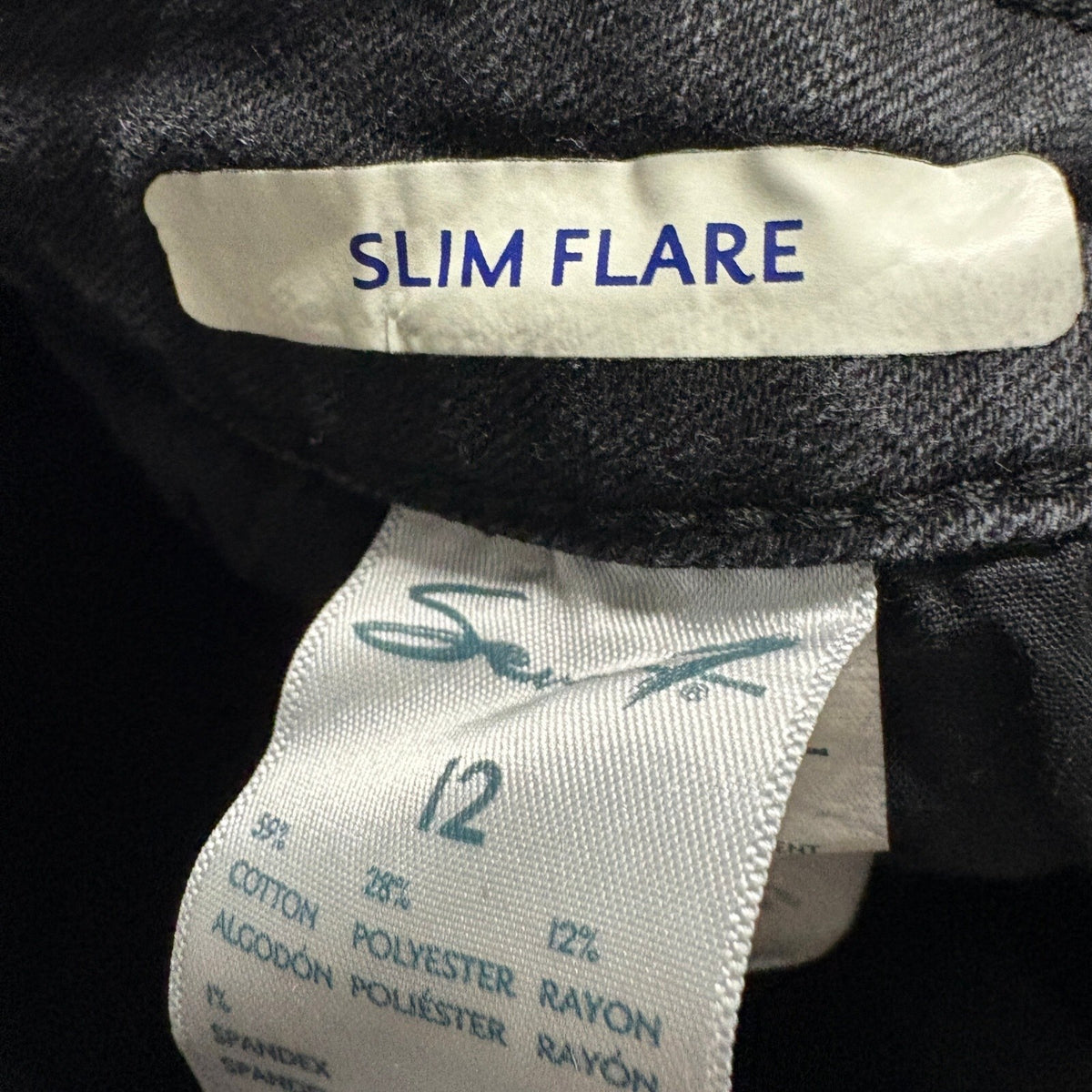 Seven7 Slim Flare Jeans Womens Size 12 Black Denim Stretch High Rise