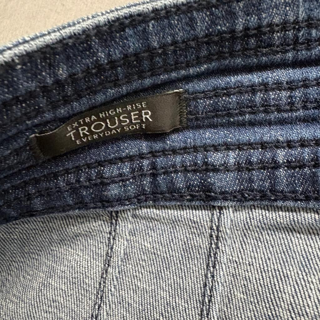 White House Black Market Trouser Jeans Womens 6 Extra High Rise Blue Wide Leg