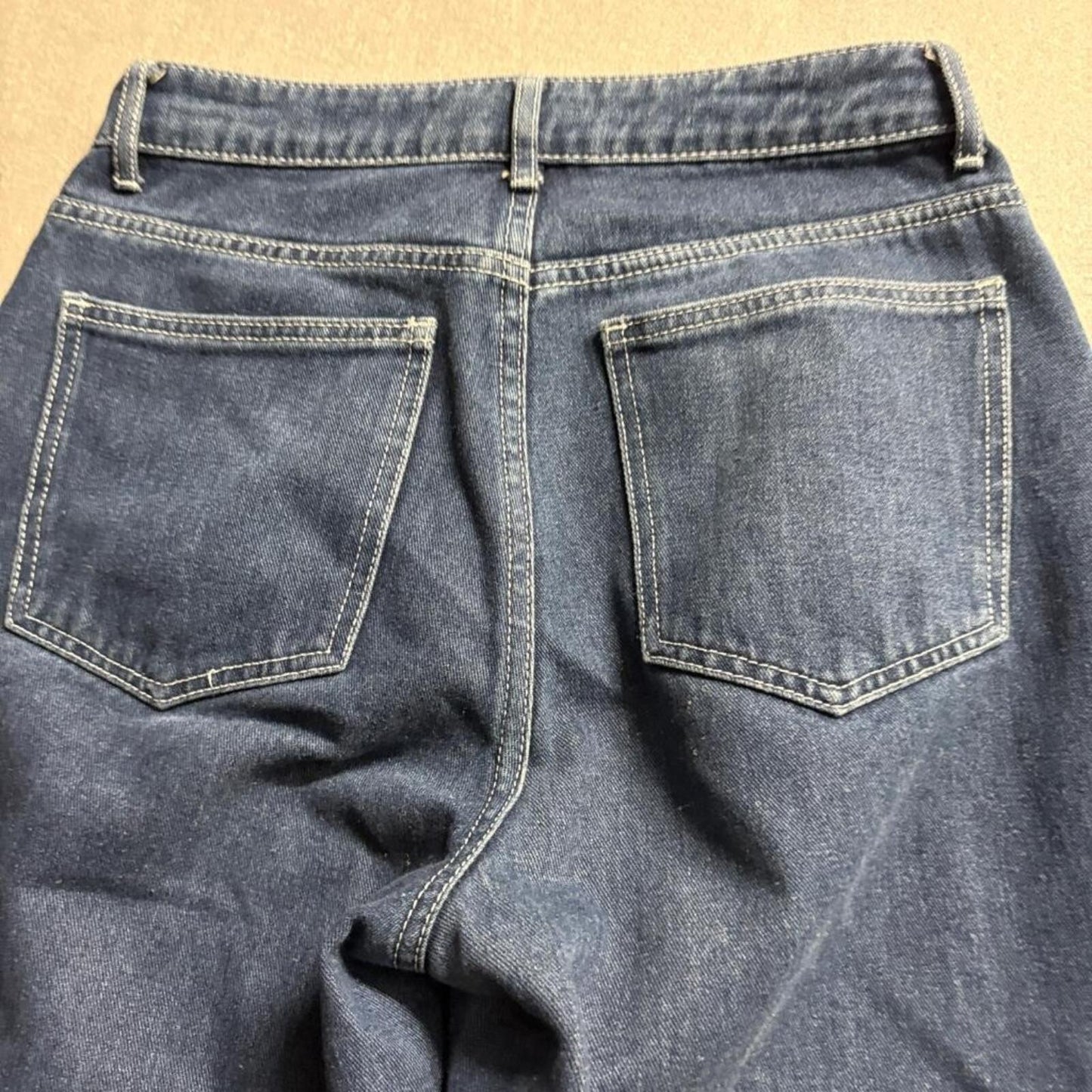 SHEIN Wide Leg Jeans Womens Size 27 Blue High Rise Seam Detail Denim Pants