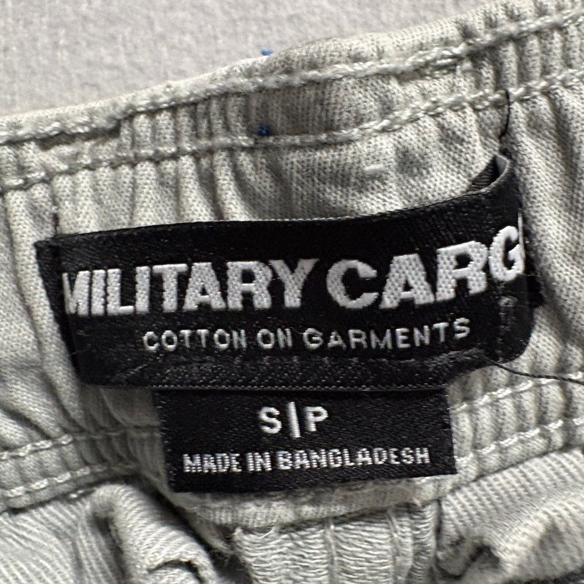 Cotton On Military Cargo Pants Mens Small Gray Elastic Waist Drawstring Utility