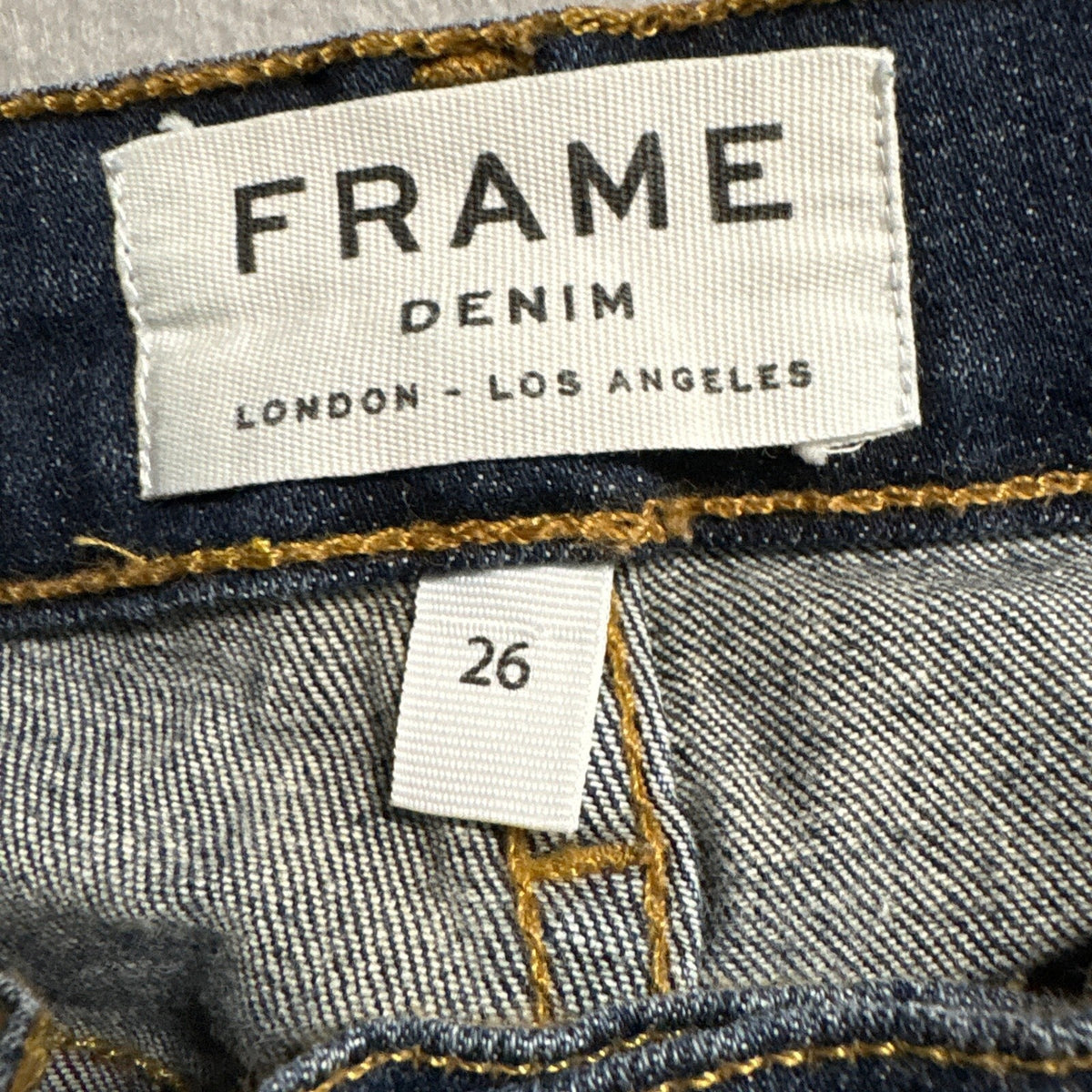 FRAME Le Skinny de Jeanne Jeans Womens Size 26 Dark Wash Raw Hem Ankle Denim