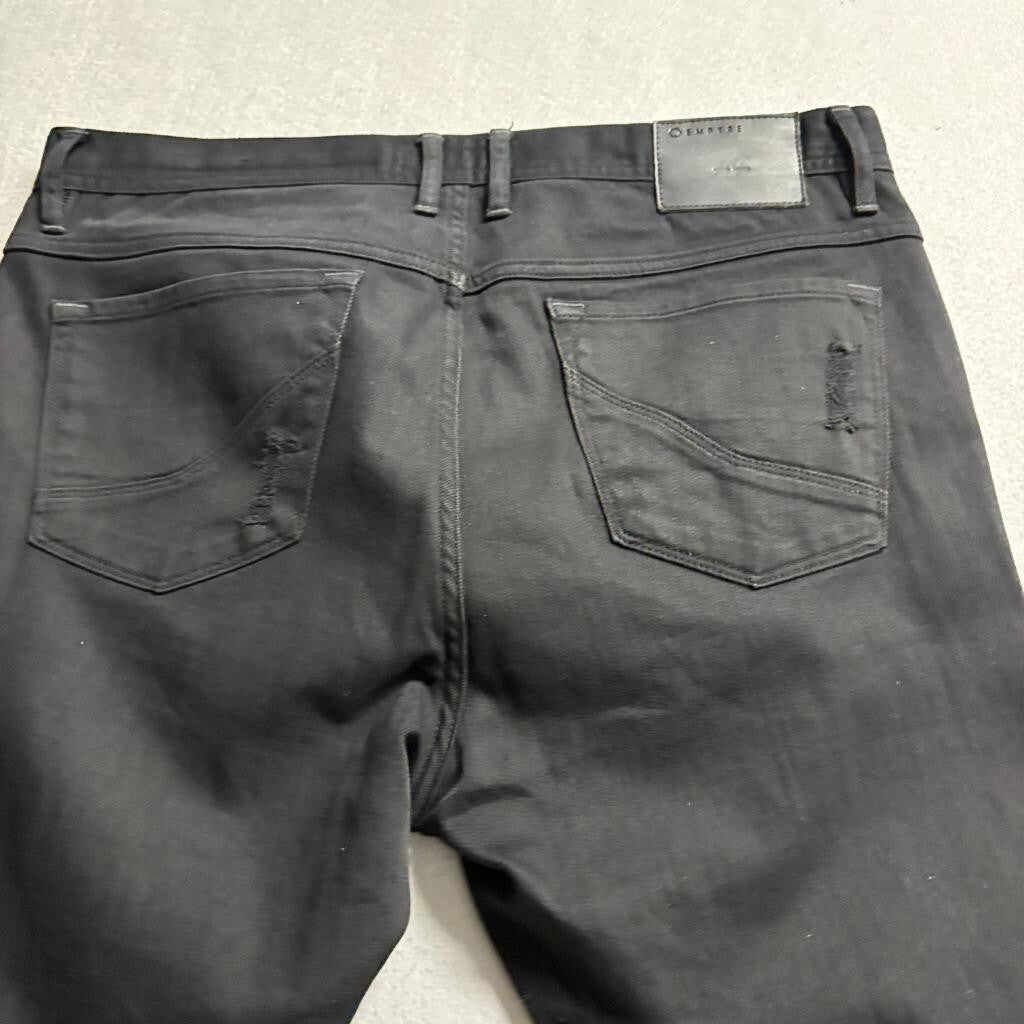 Empyre Verge Mens Black Distressed Ripped Skinny Jeans Size 34x28