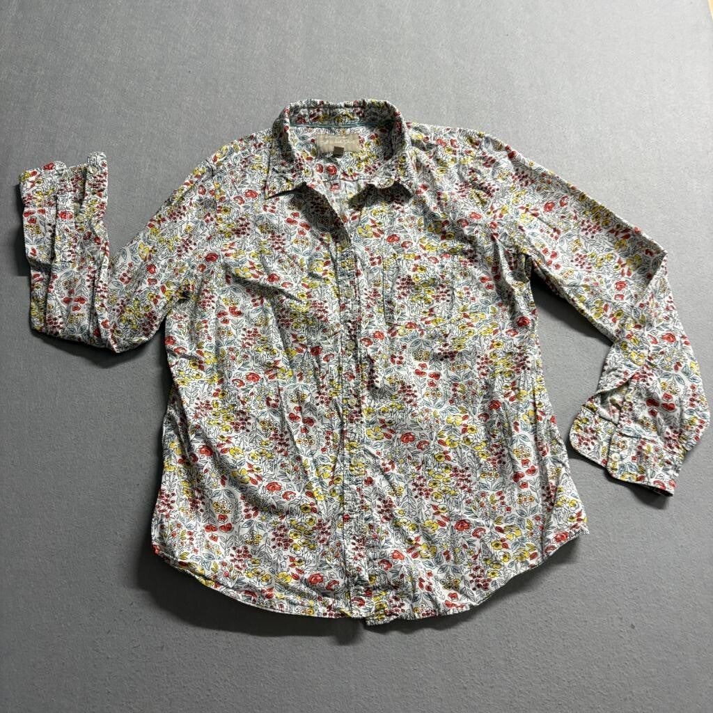 Banana Republic Soft Wash Shirt Womens Large Floral Button Up 100% Cotton