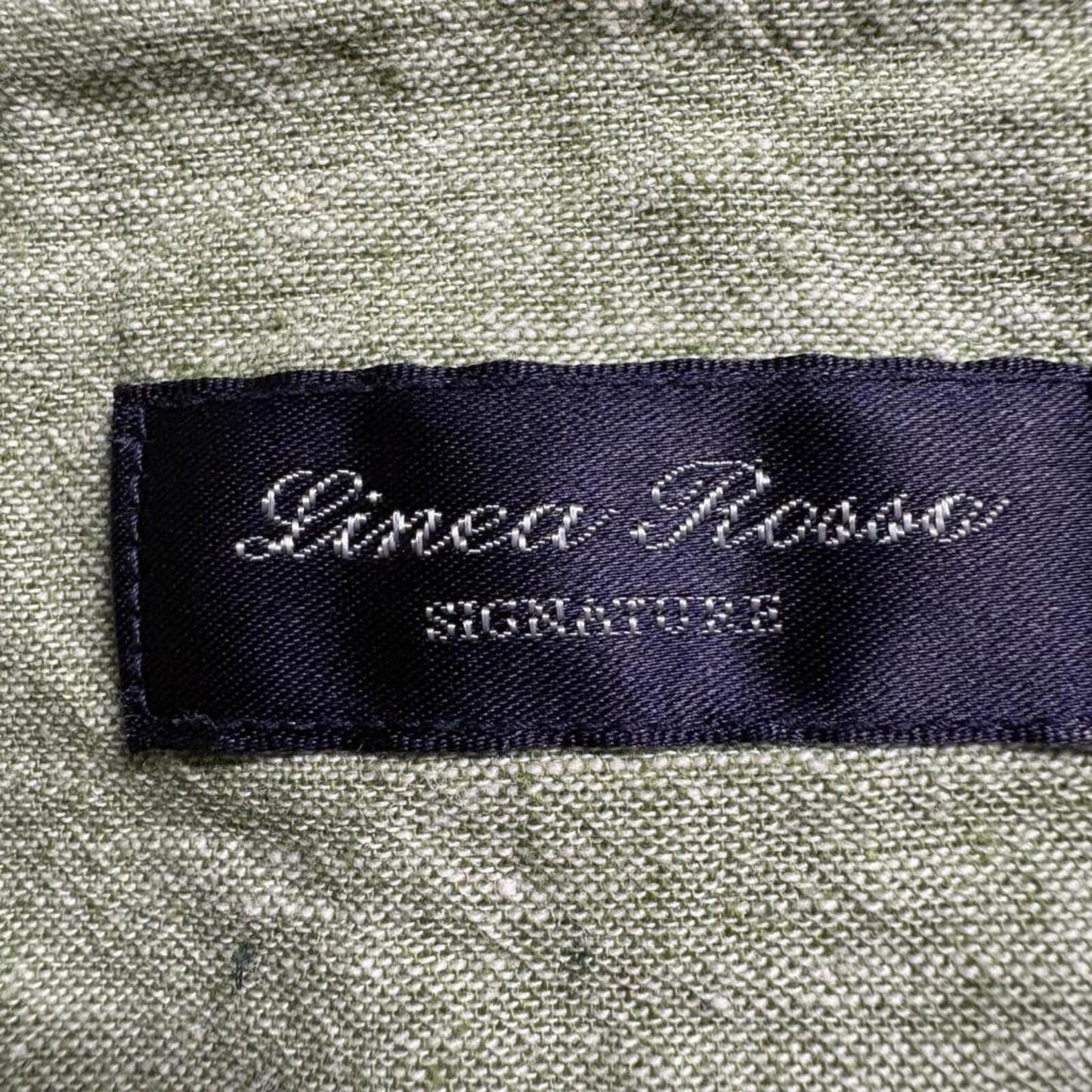 Linea Rossa Signature Linen Cotton Shirt Mens XL Green Long Sleeve Button Up