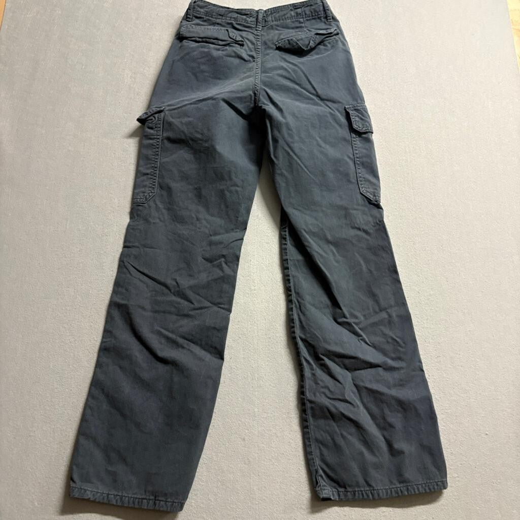 Zara Womens Cargo Pants Size 0 Gray Cotton Wide Leg Utility Pockets Casual