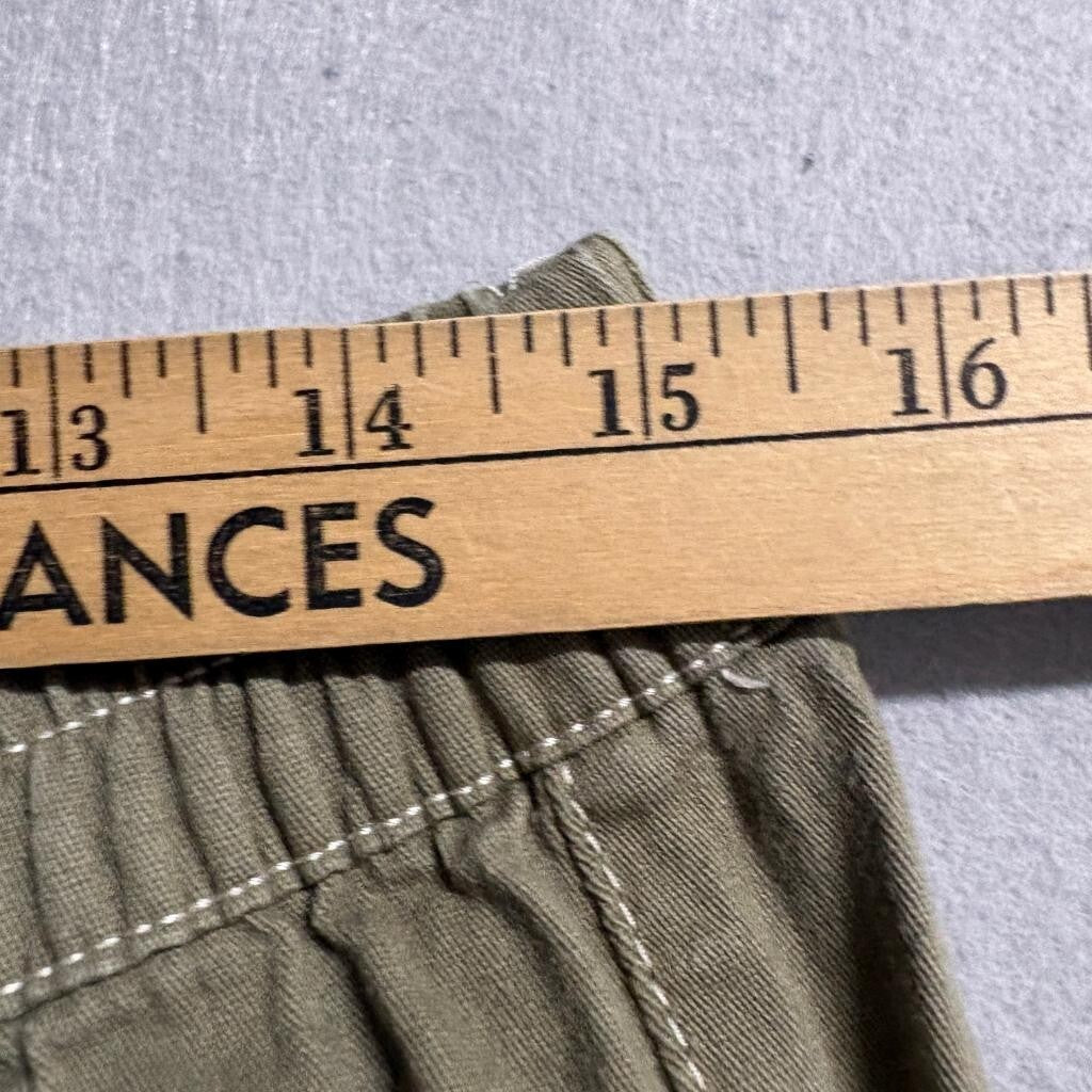 Almost Famous Cargo Pants Womens Large Green Cotton Blend Elastic Waist Utility