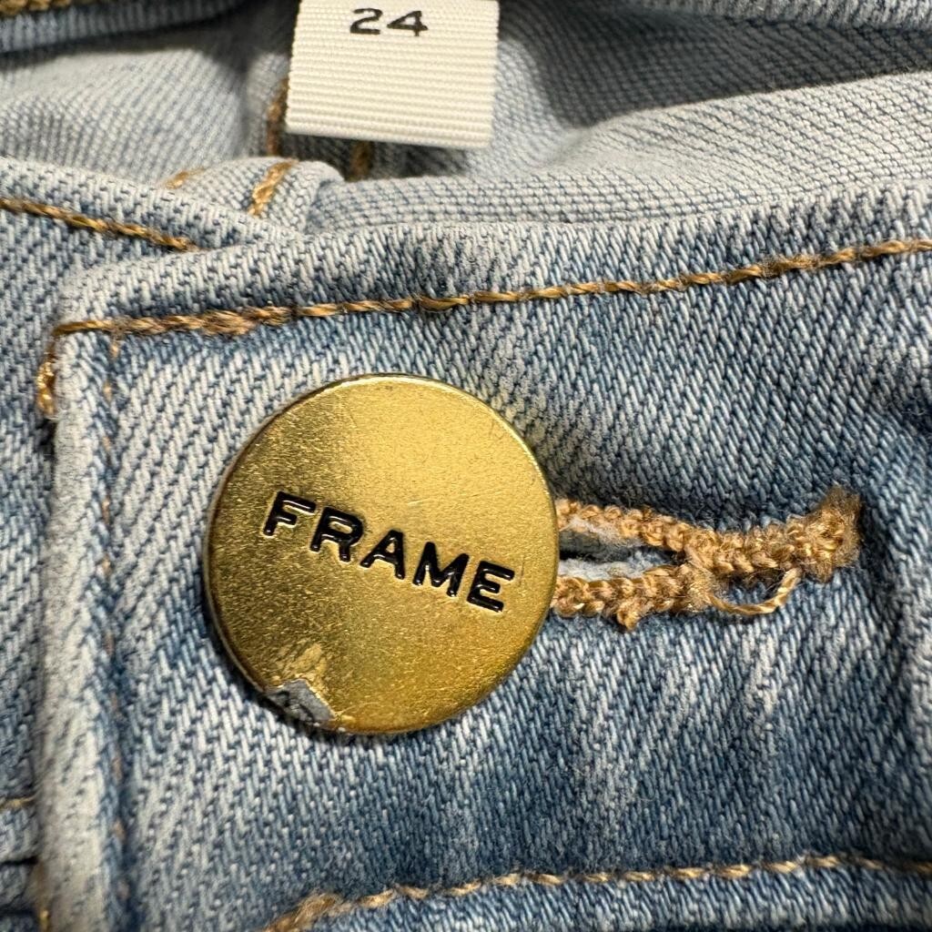 Frame Denim Le Skinny de Jeanne Crop Jeans Womens 24 Light Wash Raw Hem Turkey