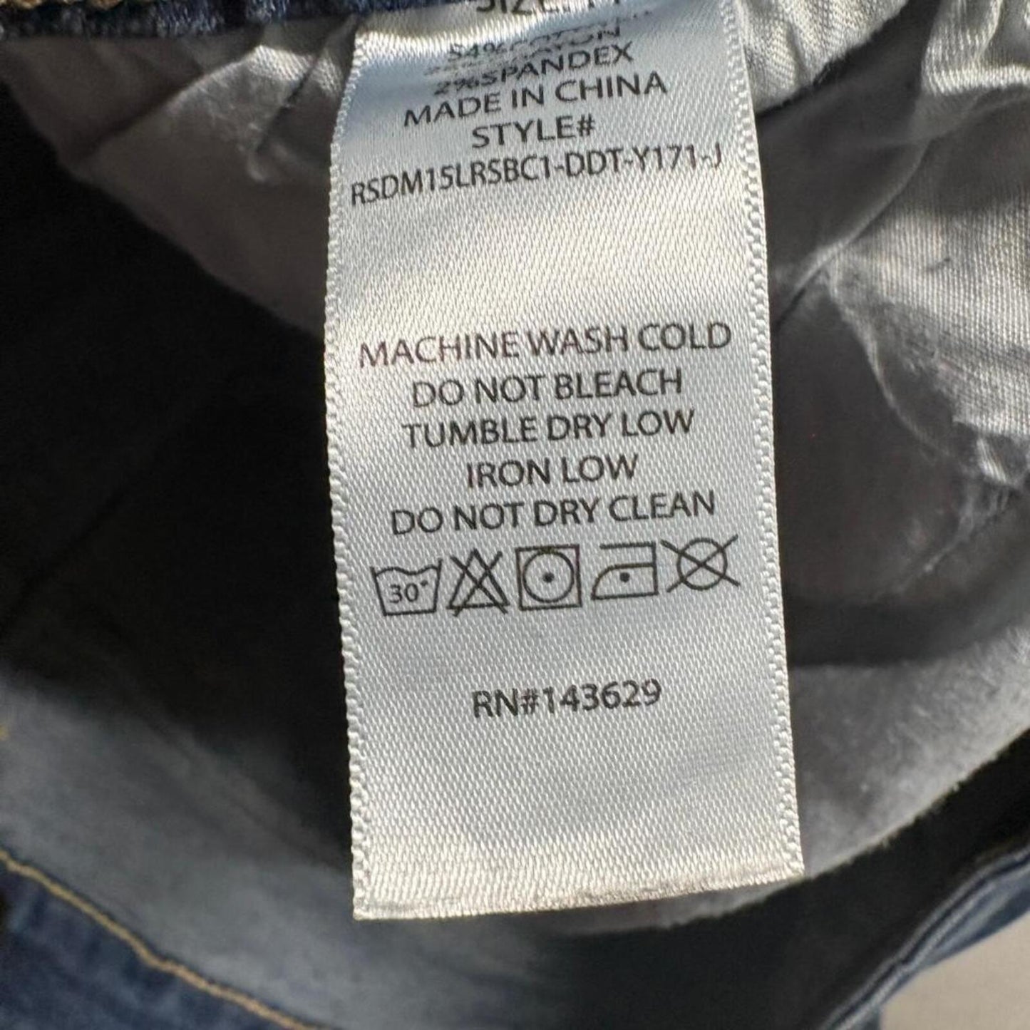 Rise Supply Co Flare Jeans Womens Size 11 Blue Denim Raw Hem Stretch Mid Rise