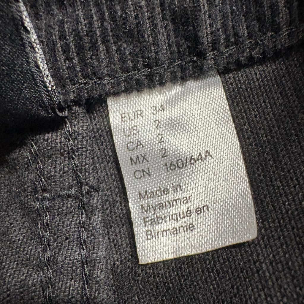 H&M Divided Corduroy Pants Womens Size 2 Black Wide Leg High Rise Cotton
