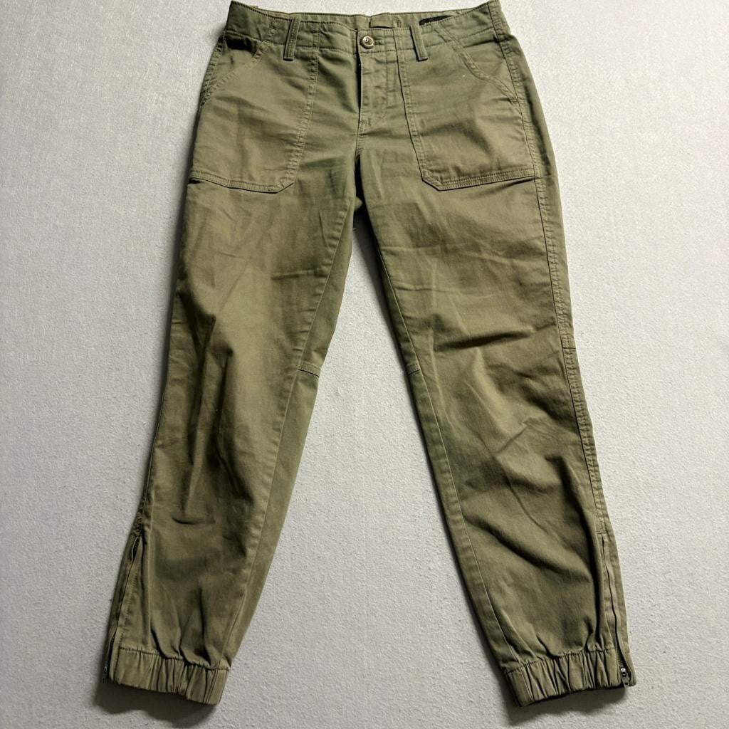 Banana Republic Womens Jogger Pants Size 4 Green Cotton Blend Ankle Zip Utility