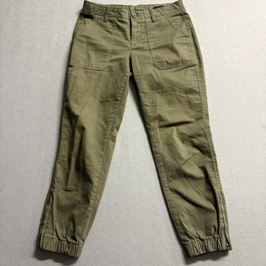 Banana Republic Womens Jogger Pants Size 4 Green Cotton Blend Ankle Zip Utility