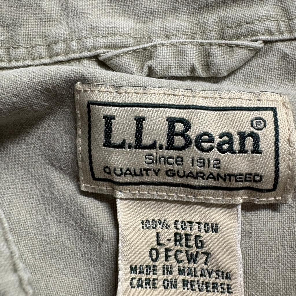 LL Bean Shirt Mens Large Green Cotton Twill Long Sleeve Button Down Workwear