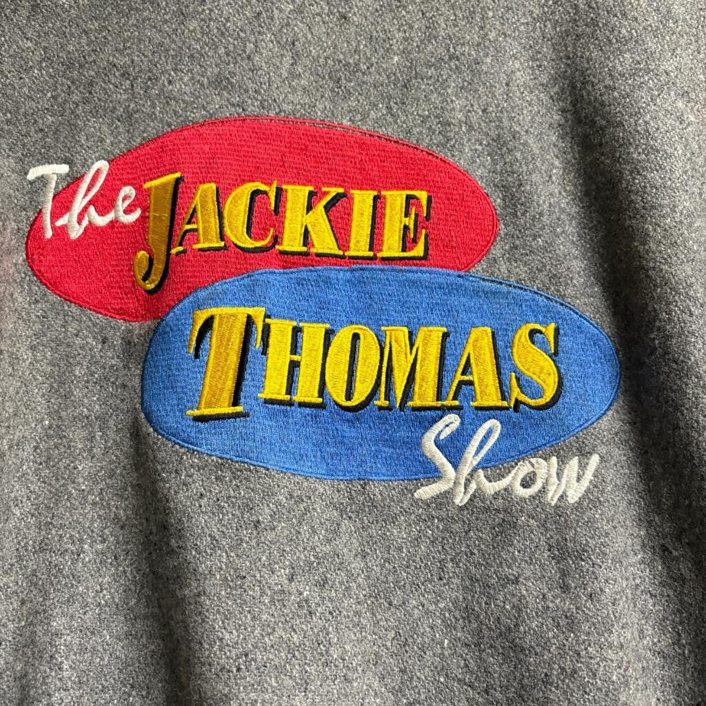 Vintage Starwears Jackie Thomas Show Varsity Jacket Mens XL Gray Wool Yellow