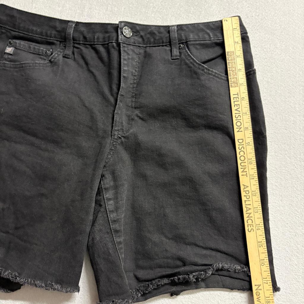 Seven7 Relaxed Bermuda Denim Shorts Womens Size 14 Black Raw Hem Stretch
