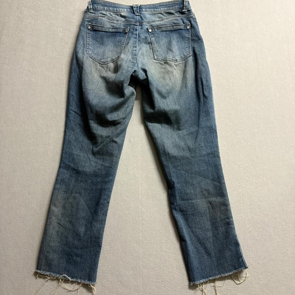 Wit & Wisdom Ab-Solution Straight Leg Jeans Womens Size 2 Blue Raw Hem Stretch
