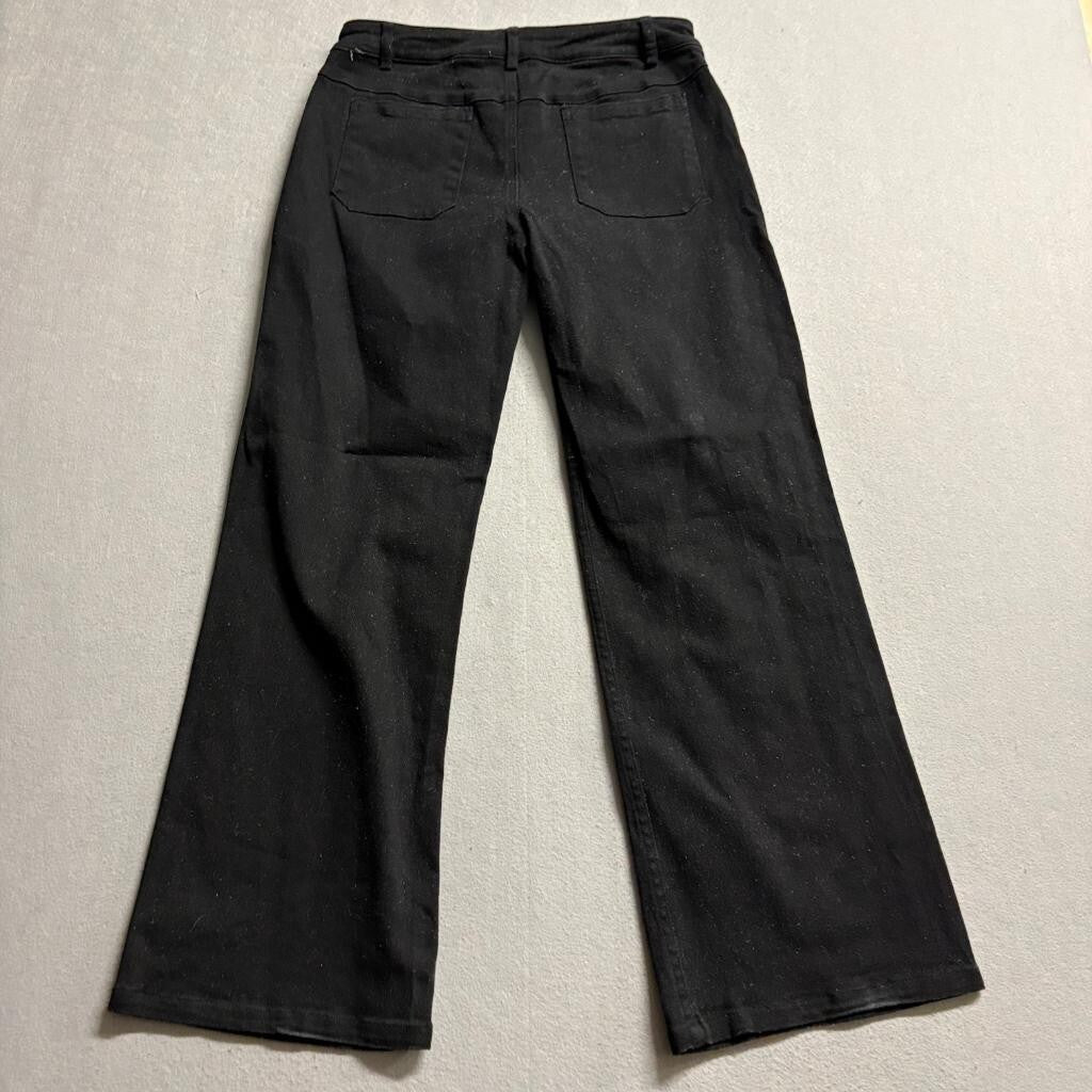 Princess Polly Womens Black Wide Leg Pants Size US 4 Recycled Cotton Stretch