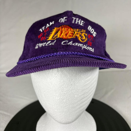 Vintage Los Angeles Lakers Corduroy Hat AmaPro Team of the 80s Snapback Cap