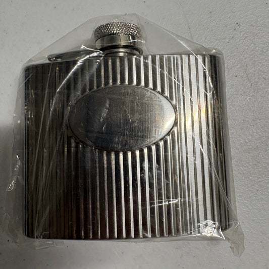 Stainless Steel Hip Flask 5 oz Ribbed Striped Metal Pocket Liquors Flask Silver