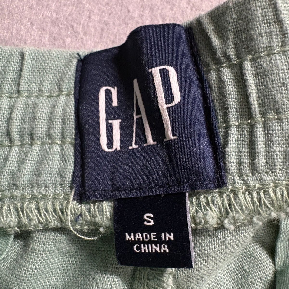 Gap Linen Blend Pants Womens Small Green Wide Leg Drawstring Elastic Waist