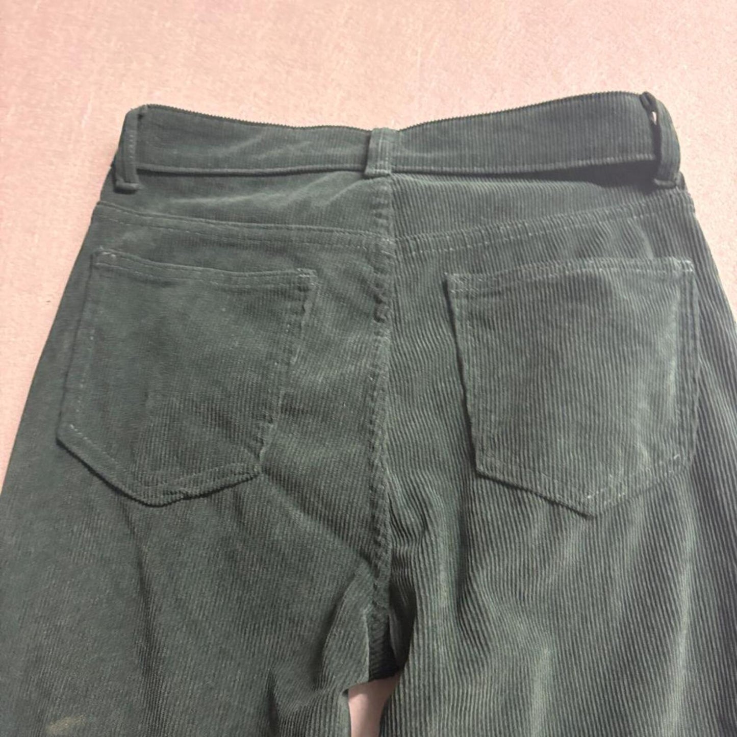 Shein Corduroy Pants Womens Small Green High Rise Straight Leg Stretch Casual