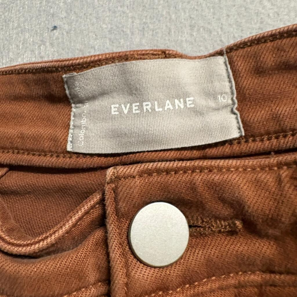 Everlane The Straight Leg Crop Pants Womens 10 Brown Rust High Rise Utility