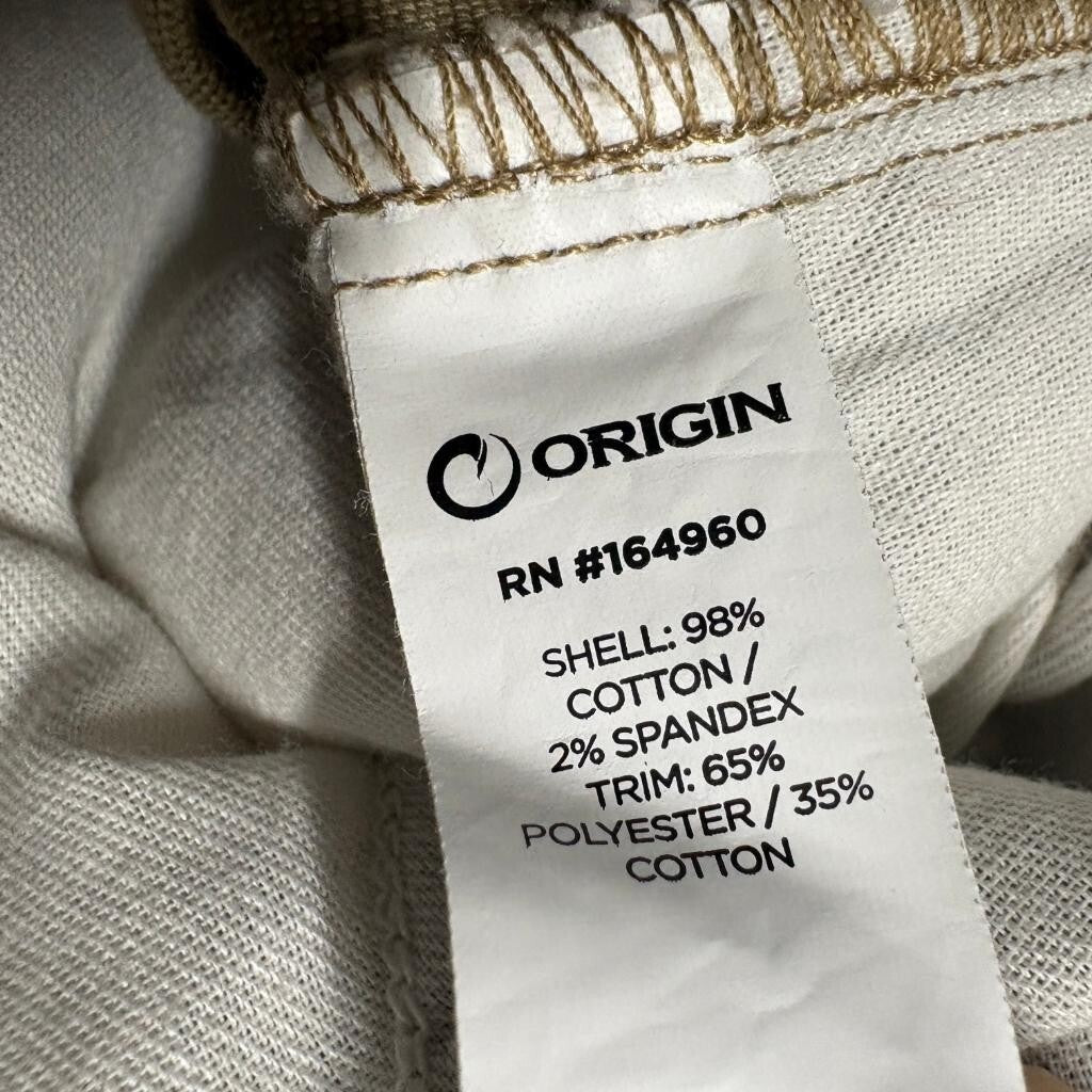 Origin USA Mens Tapered Pants 34x32 Tan Brown Cotton Stretch Canvas Workwear