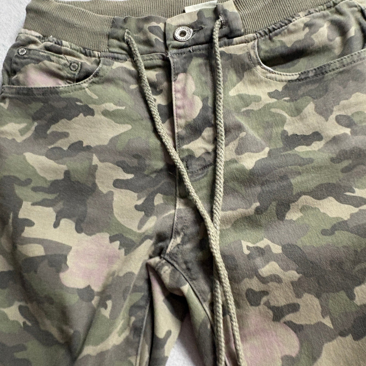 Denim Co Camouflage Jogger Jeans Womens XS Green Camo Drawstring Waist Skinny