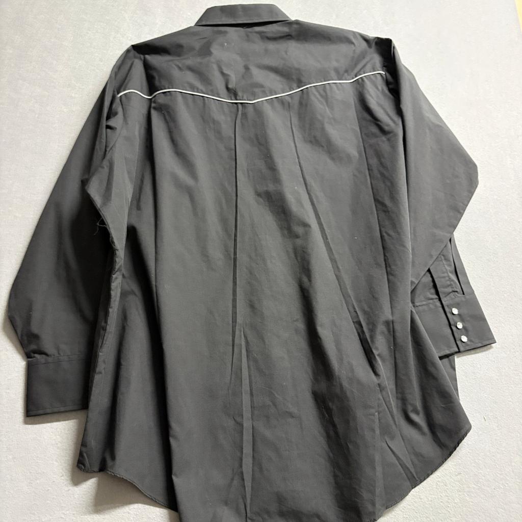 Ely Cattleman Western Shirt Mens Big 3X Black Pearl Snap Long Sleeve Piping