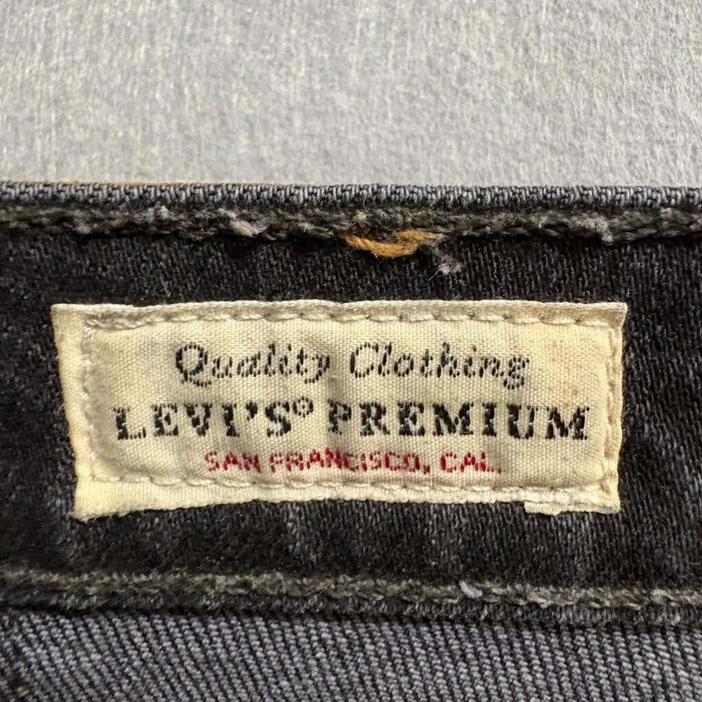 Levi's Premium Ribcage Straight Ankle Jeans Womens 28 Black Denim High Rise