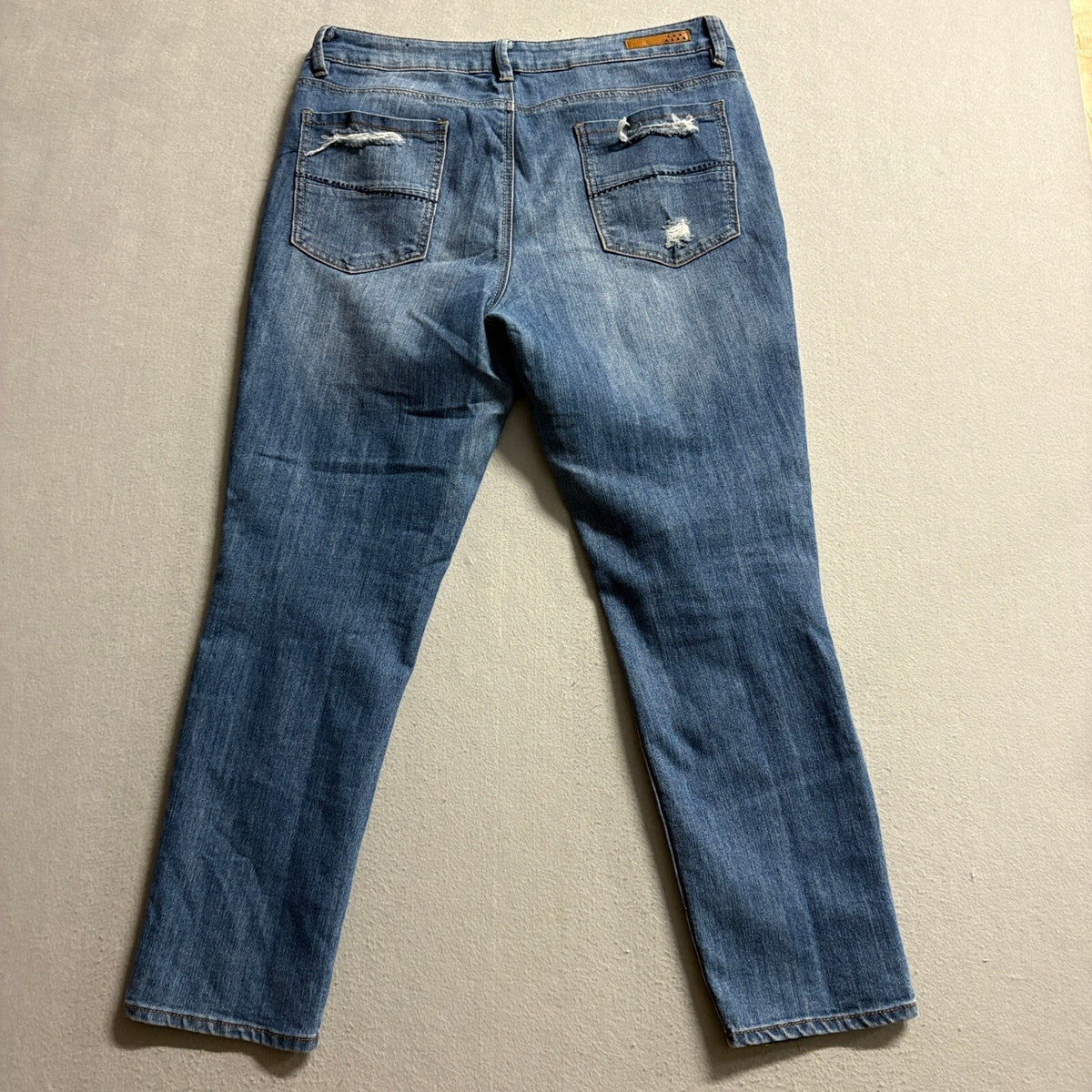 Dollhouse Mid Rise Capri Jeans Womens Size 13 Blue Distressed Button Fly Denim