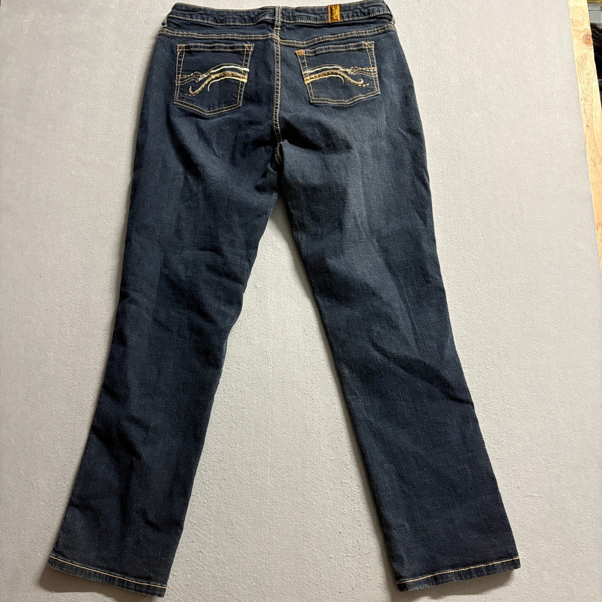 Aura from Women at Wrangler Jeans Size 16 Straight Leg Dark Wash Stretch Blue