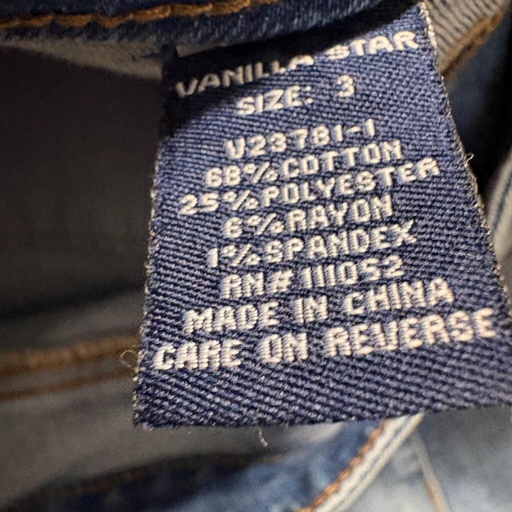 Vanilla Star Flare Jeans Womens Size 3 Blue Denim High Rise Front Seam Stretch