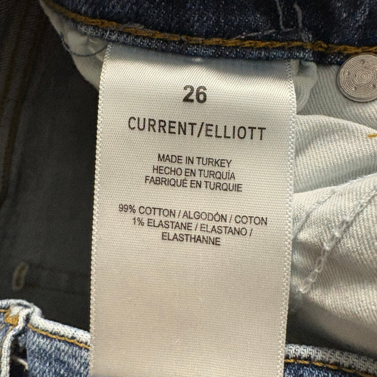 Current Elliott Women's Jeans Size 26 Blue Denim Straight Leg Mid Rise Stretch