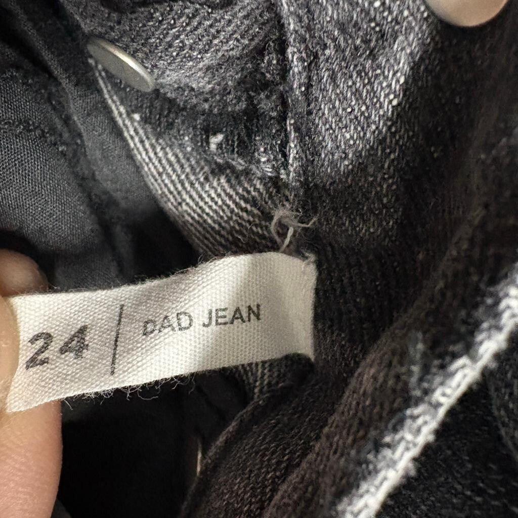 PacSun Dad Jean Womens 24 Gray Acid Wash Denim High Rise Straight Leg Side Slit
