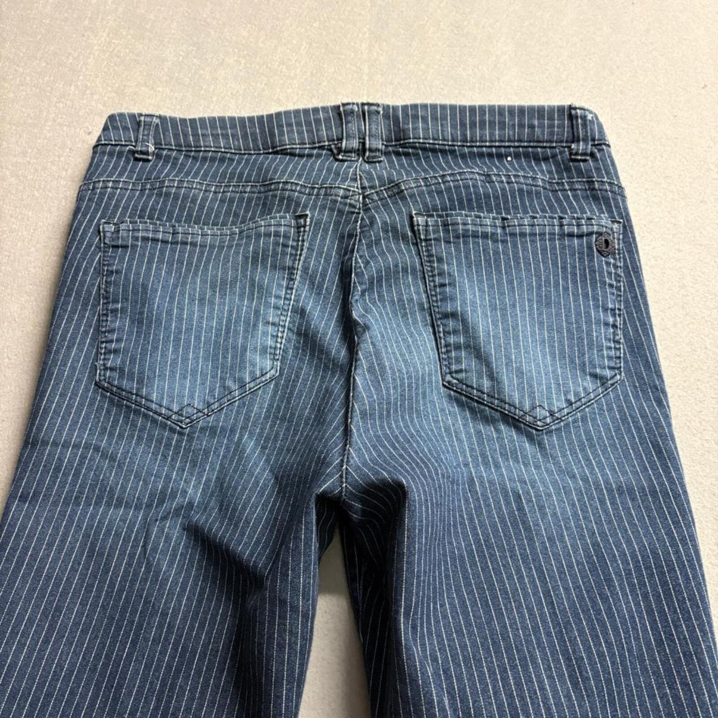 Democracy Ab Technology Pinstripe Skinny Jeans Womens 8P Blue Stretch Crop