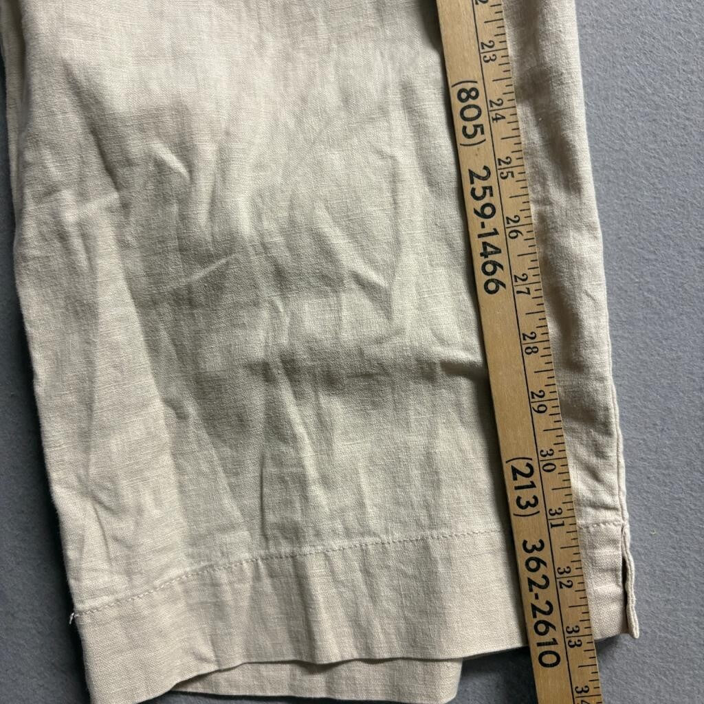 Liz Claiborne Lizwear Linen Cotton Crop Pants Womens XL Beige Drawstring Capris