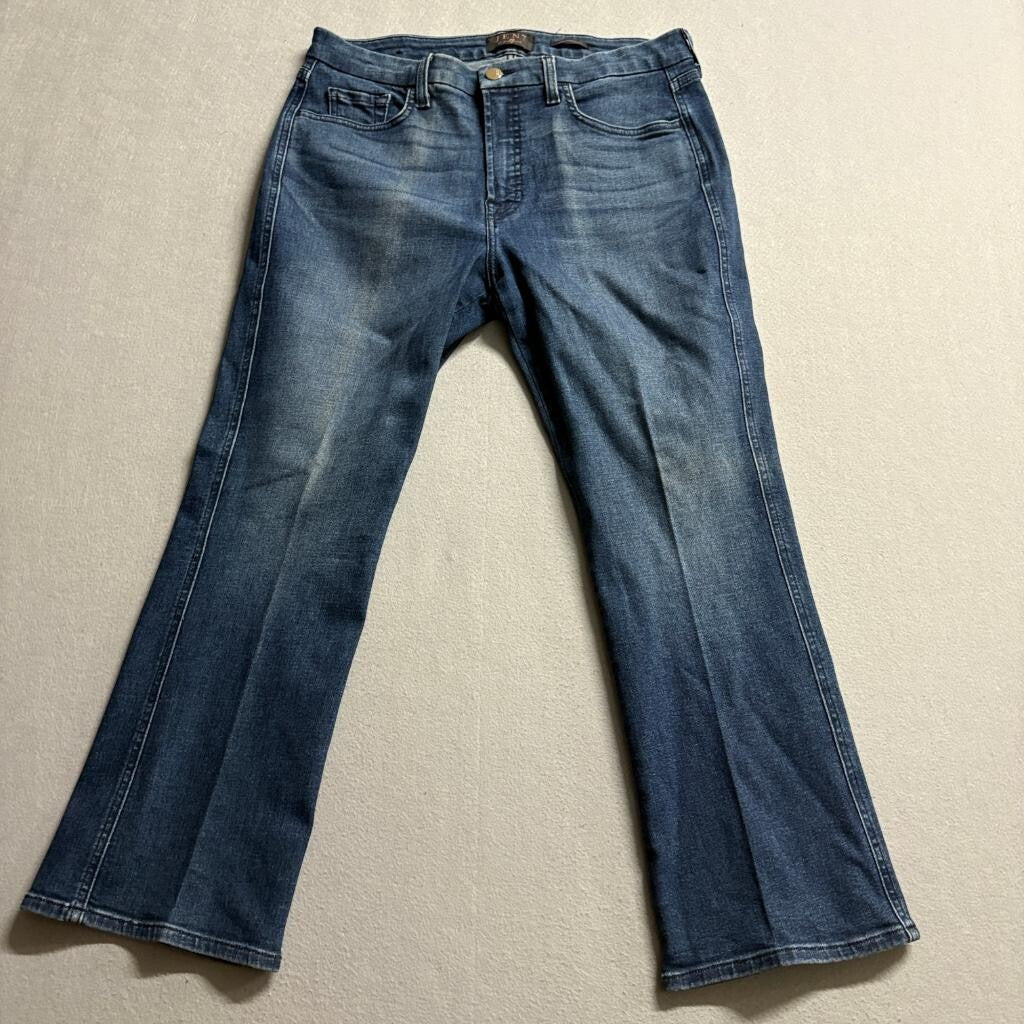 Jen7 by 7 For All Mankind Cropped Kick Flare Jeans Womens Size 12 Blue Stretch