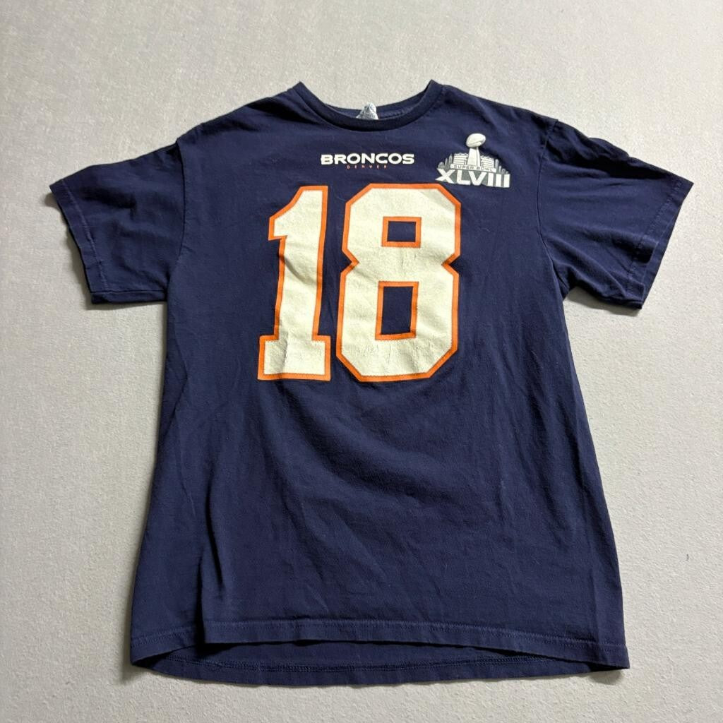 Peyton Manning Denver Broncos Super Bowl XLVIII Delta T-Shirt Mens Medium Navy