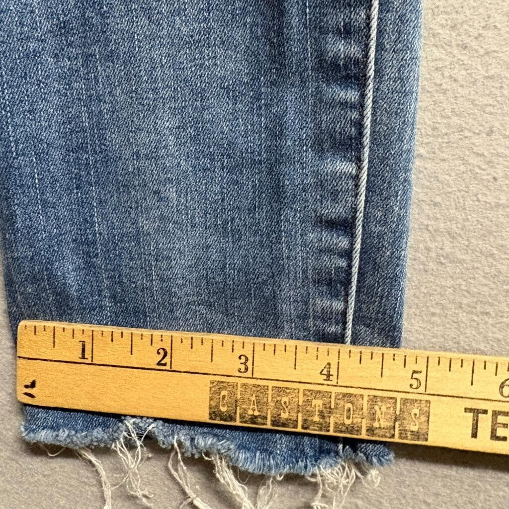 Madewell 9 Inch Mid Rise Skinny Jeans Womens 25 Distressed Raw Hem Blue Denim