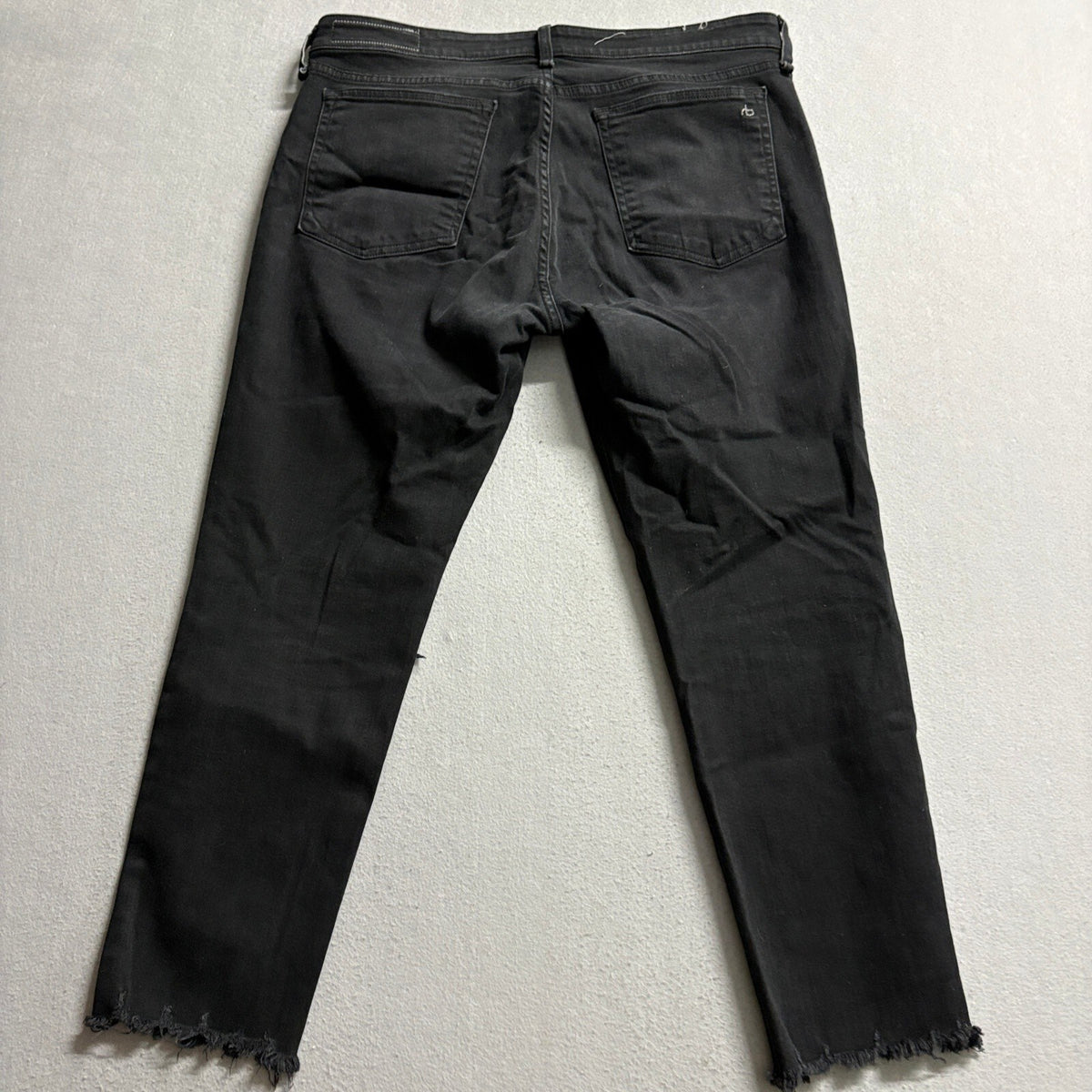 Rag & Bone Dre Low-Rise Ankle Slim Boyfriend Jeans Black Size 32 Distressed Hem