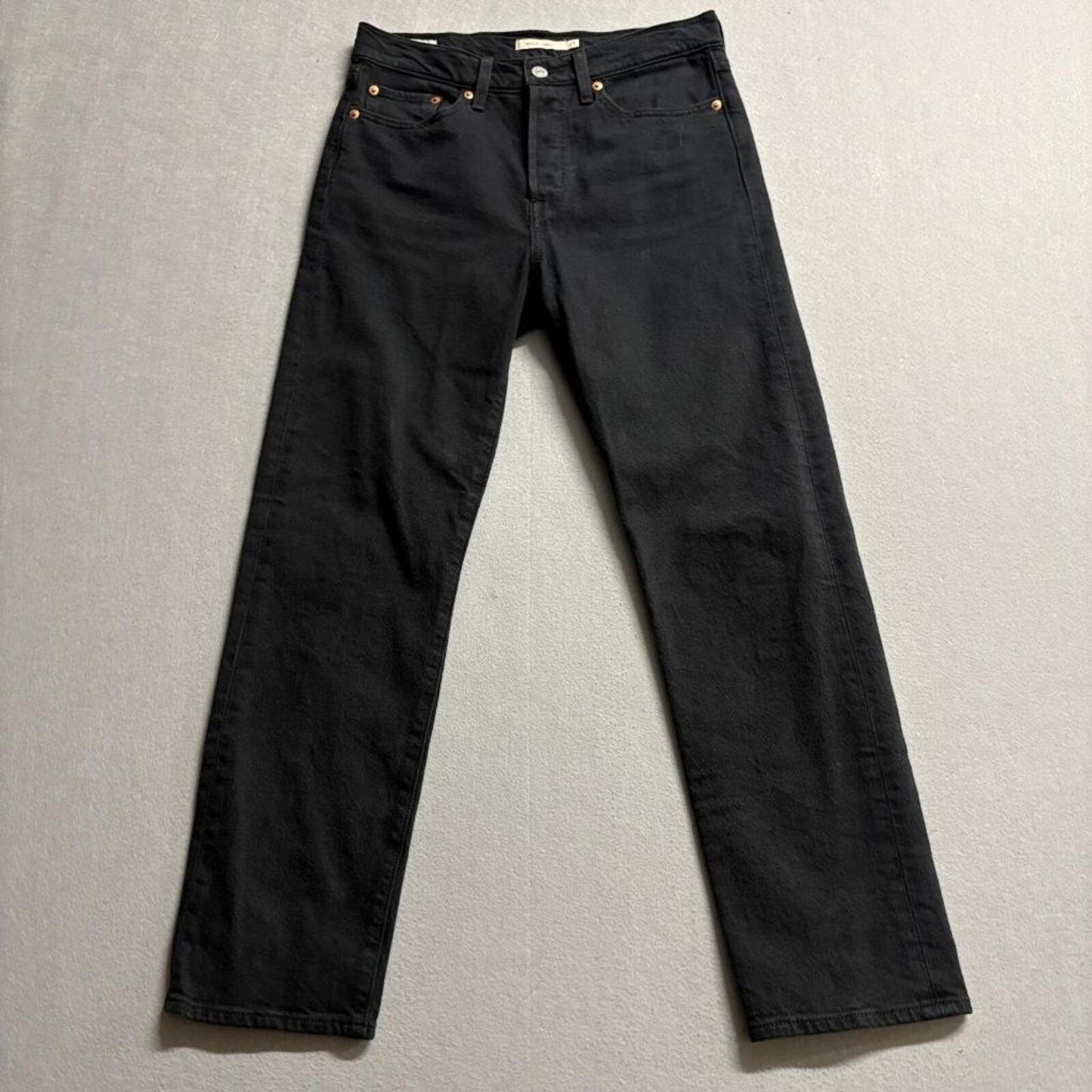 Levis Premium Wedgie Straight Jeans Womens 27x28 Black Denim High Rise Pants