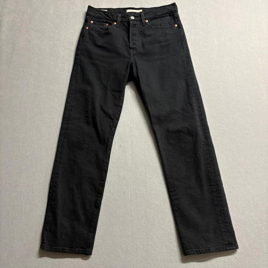 Levis Premium Wedgie Straight Jeans Womens 27x28 Black Denim High Rise Pants
